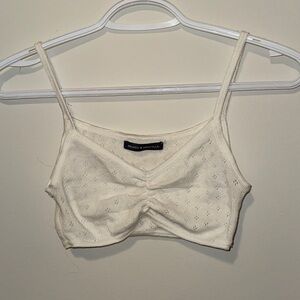 Brandy Melville Ivory Ribbed Eyelet Bralette